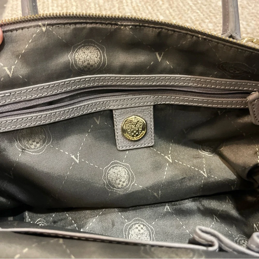 VINCE CAMUTO Large Zip Top Close Satchel Crossbody‎ Strap Pockets Gray